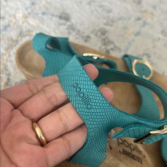 Birkenstock Papillio Soley Embossed Biscay Bay Nubuck Sandals Big Buckle US 7 - Picture 5 of 7